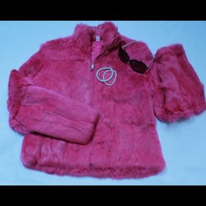Hot Pink/Fuscia Reversible Fur Coat, Wilsons Leather, size Large
